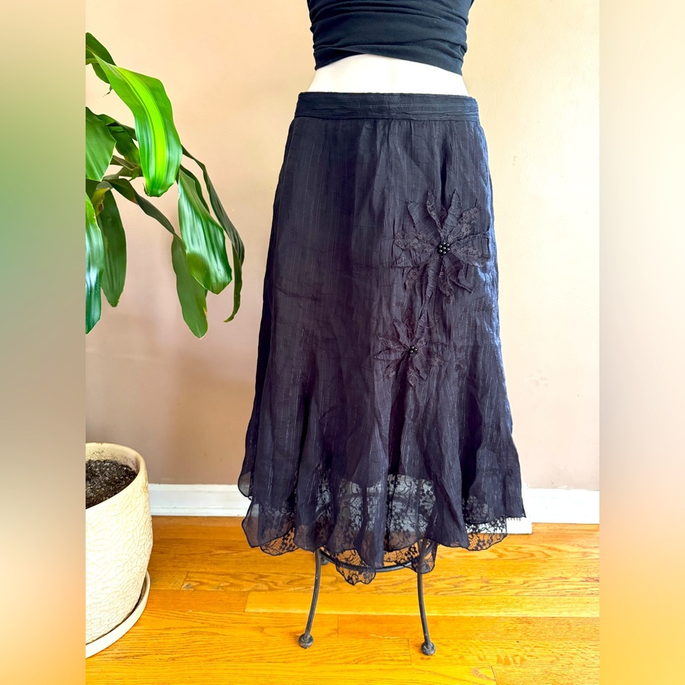 Elegant Black Floral Skirt
